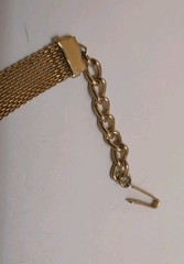 Vintage Gold Tone 15 Inch Mesh Choker Necklace With Cameo Signed Karu