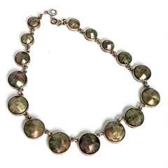 Vintage Style Georgian Collet Necklace 17″ Olive Green Iridescent Anna Wintour