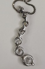 Signed S Sterling 925 Italy Cubic Zircon CZ 1.75” Journey Pendant 18” Necklace