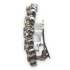Vintage Clear Round and Square Cut Prong Set Rhinestone Climber Clip Earrings