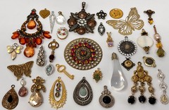 Lot Vtg & Modern Victorian Art Deco Style Pendants Findings Jewelry Craft Ja