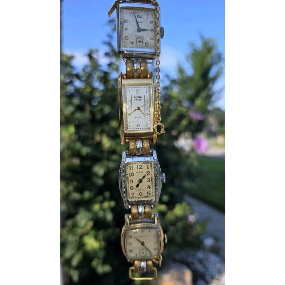 Vintage John Wind Maximal Art Watch Bracelet Multi Face Art Deco Assemblage