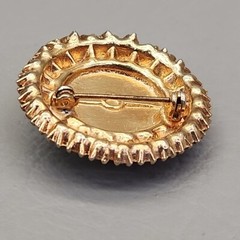 Vintage Rhinestone Brooch Round Domed 1 3/8″