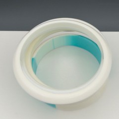 Vintage Plastic Bangle Bracelet Stack Set Aqua White Lucite