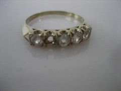 VINTAGE 14K WHITE GOLD WHITE TOPAZ RING SIZE 8.25 FOR REPAIRS