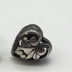 JEZLAINE Signed Sterling Silver 925 Openwork Scroll Heart Stud earrings Bride
