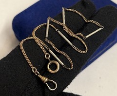 2 Tone Bar Link Gold filled fob Cuban Curb Watch Chain Gf 14” victorian 2mm 4.3g