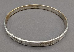 Vintage Taxco Mexico 925 Sterling Silver Heart Bangle Bracelet 19g