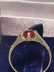 Ostby Barton vintage 10k gold ring with synthetic ruby