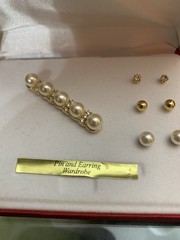 Vintage AAI Jewelry Set Simulated Pearls Brooch 3 Pair Earrings