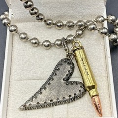 Vintage Broken Heart & Bullet Charms, Oversized Vtg Ball Chain Necklace, Custom