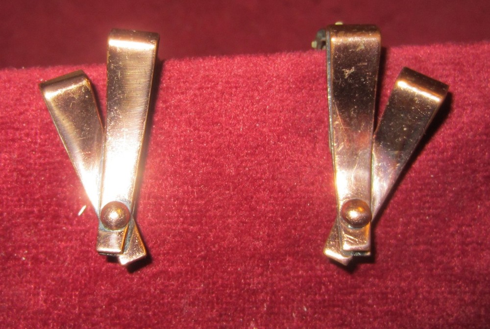 VINTAGE RENOIR ART DECO COPPER EARRINGS – WITH COPPER BRACELET