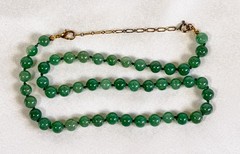 Vtg Aventurine Natural Stone Gold Tone Clasp Beaded Necklace 20” 36.34 grams EUC