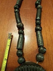 One Of A Kind Vintage Black Jade Stone Hand Carved Necklace And Pendant