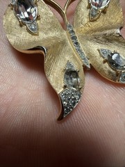 Vintage Trifari Alfred Philippe Butterfly Brooch With Crystals, 1950-1960s