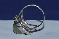 RING VTG Ukrainian russian STERLING SILVER 925 Genuine Green Nephrite Nephritis