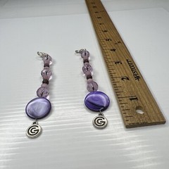 H7 Lot Pink Purple Cats Eye CG Glass Crystals Beaded Boho Hippie Retro Pendants