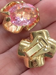 Vintage Clip On Earrings Lot 6 Sets Gold Tone Glass Acrylic 1 Signed Coro
