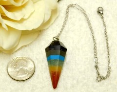 MULTICOLORED NATURAL GEMSTONE CHAKRA PENDANT NECKLACE 18″