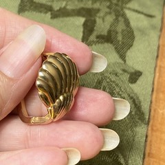 Vintage Ocean Sea Shell Gold tone Hinged Scarf Clip 🐚