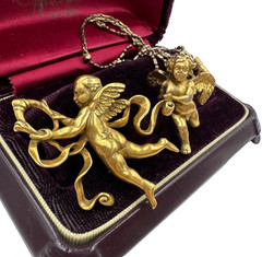 MMA SIGNED METROPOLITAN MUSEUM OF ART NYC SET NECKLACE BROOCH GOLD FILLED CUPID