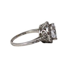 Vintage Silver Tone Halo Cocktail Ring Band 925 CZ Round Rhinestones Size 8.5