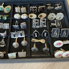 VTG 101 PC MEN’S JEWELRY LOT CUFFLINKS TIE BARS CHAINS TACS & SETS 14 SWANK! +++