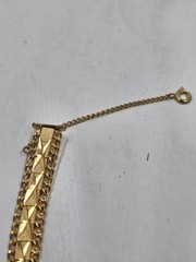 Vintage Gold Tone Diamond Cut Chevron Link Bracelet Safety Chain Box Clasp