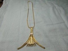 vtg MMA Egyptian signed 1976 King Tut Lotus Flower replica pendant necklace