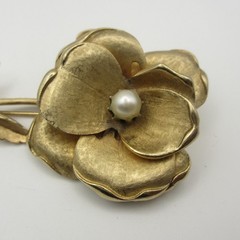 Vintage Francois By Coro Brooch Flower Textured Gold Tone Statement Large 4 Inch