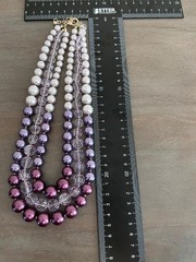 Necklace Pearl Beaded Layered Statement Multi Strand Purple Lilac Spring Summer