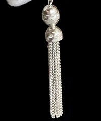 Vintage Kramer Necklace Silver Tone 20in Plus 3.5in Tassel Oval Link Chain 40.2g