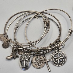 Alex and Ani Silver Tone Charm Bracelet Lot Celtic Knot Armenia Cross & Compass