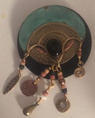 Vintage Artisan Art Deco Style Brooch Pin Dangle Beaded Statement Jewelry