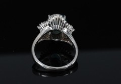 Fine 6.11ct Natural Neon Blue Zircon & 1.50ct Diamond Platinum Ring Size 9.25