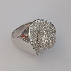Chunky Statement Ring Sterling Silver Dome Pave CZ Cocktail 9.25 Bold Modernist