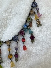 RARE Victorian Revival flower necklace colorful Modernist Jewelry y2k boho fairy
