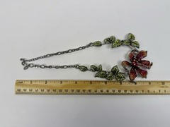 Vintage Kirks Folly Silver Tone Rhinestone Orchid Rhinestone Statement Necklace