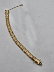 Vintage Gold Tone Diamond Cut Chevron Link Bracelet Safety Chain Box Clasp