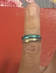 Vintage 90s Toe Ring “Twofer” a Teal Anodized & a Hammered Silver Boho Beach
