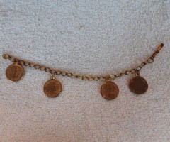 Vintage 1970 Bahamas One Cent Copper Penny Bracelet