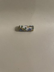 Vintage Italian Ceramic long floral bead white/green/blue/yellow