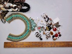 35x Vtg-Now Chunky Mixed Jewelry Lot – Wood Bone Stones Tribal Necklace Earrings