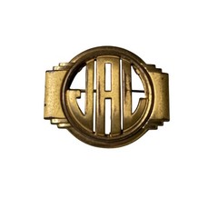 Vintage Monocraft JAL Monogram Brooch Pin Art Deco Gold Tone Initials