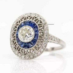 Edwardian 3Ct Lab Created Blue Sapphire Wedding Ring 14k White Gold Plated