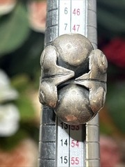 56. Vintage MEXICO Silver Los Cocos Two Balls Old School Ring 5.8g, 5.25s