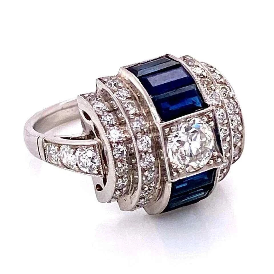 3Ct Art Deco Antique Lab-Grown Diamond & Engagement Ring 14K white Gold FN
