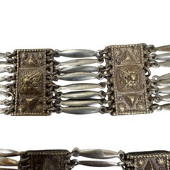 Vintage Mexican Alpaca Temple Linked Necklace Bracelet Hallmarked Needs Repair