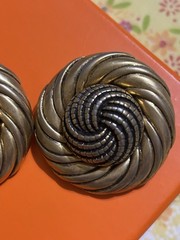 UNE LIGNE PARIS SIGNED 80S VTG CHUNKY GOLD CLIP EARRINGS FRENCH RUNWAY