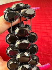 black trifari Expandable Chunky rhinestone bracelet
